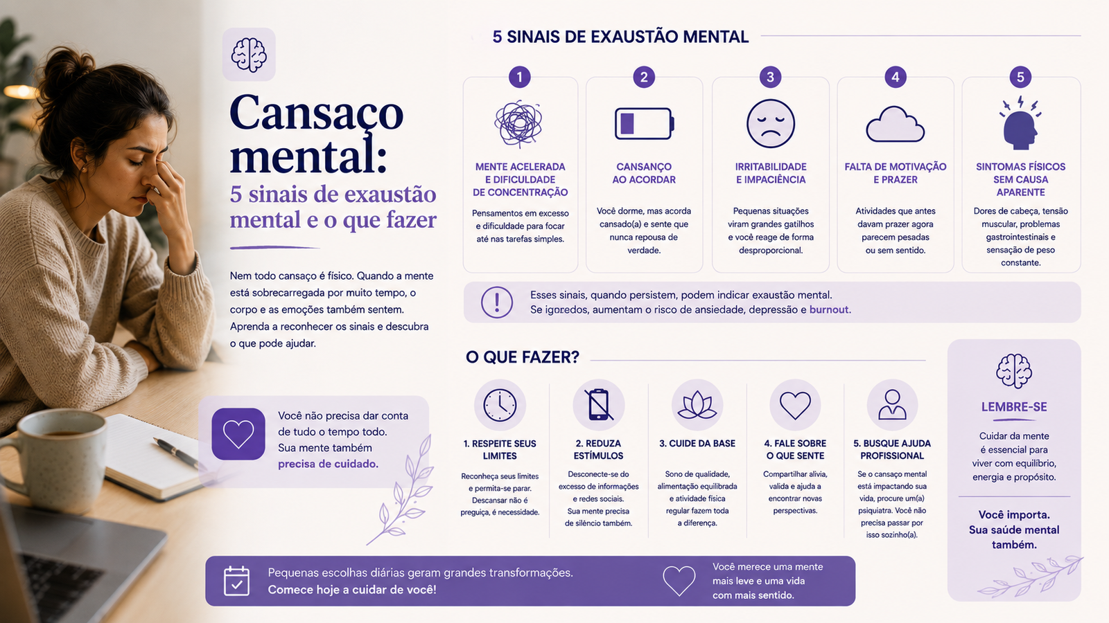 Cansaço mental: 5 sinais de exaustão mental e o que fazer